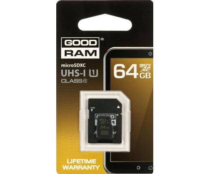 Karta pamięci GOODRAM 64GB microSDXC Class 10 UHS I+adapter SD